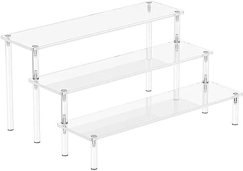 Acrylic Display Risers, 3 Tier Perfume Organizer Stand, Clear Cupcake Stand Holder, Large Shelf R... | Amazon (US)