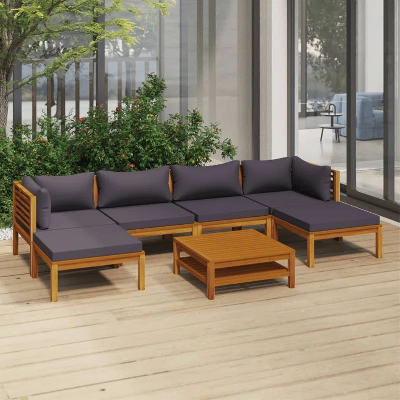 Solid Wood 6 - Person Seating Group with Cushions | Wayfair North America