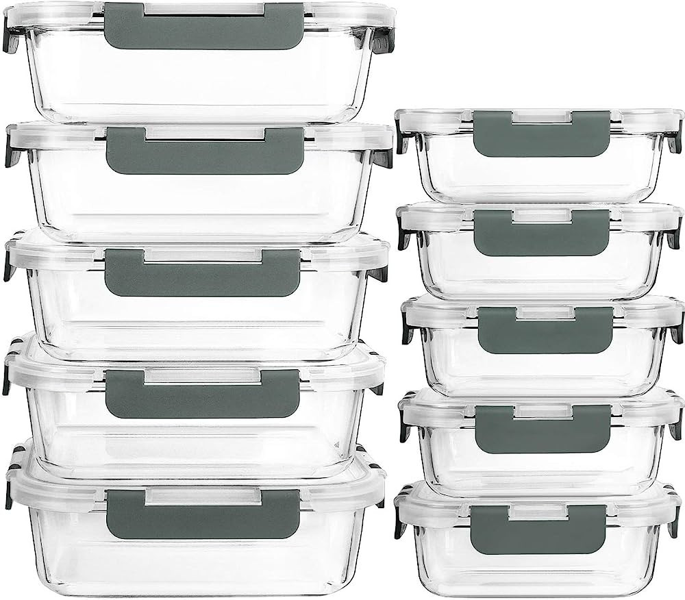 [10-Pack]Glass Meal Prep Containers with Lids-MCIRCO Glass Food Storage Containers with Lifetime ... | Amazon (US)