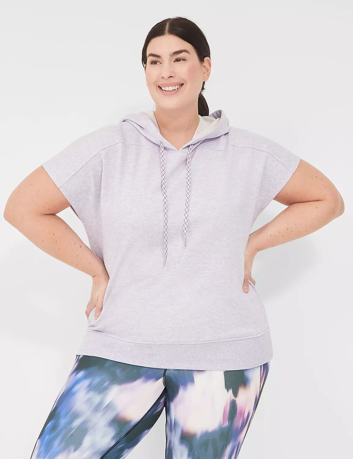 LIVI Short-Sleeve French Terry Hoodie | LaneBryant | Lane Bryant (US)