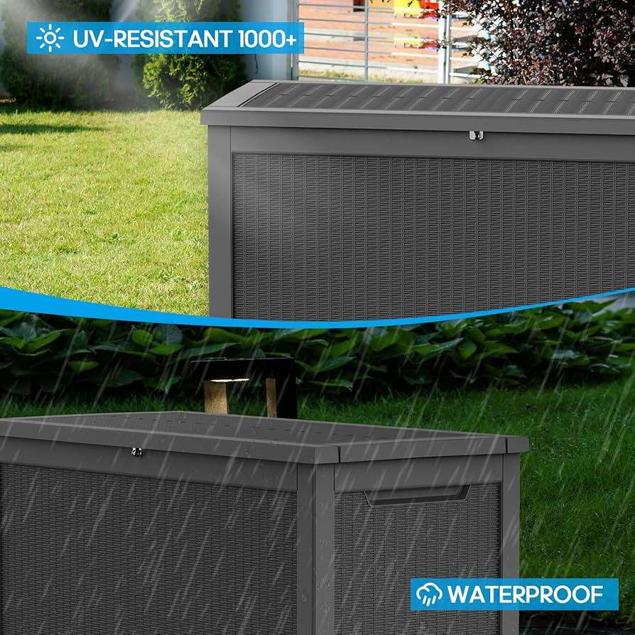 TARKARI 320 Gallon Outdoor Storage Box Waterproof, Resin Deck Boxes with Lockable Lid & UV-Resist... | Amazon (US)