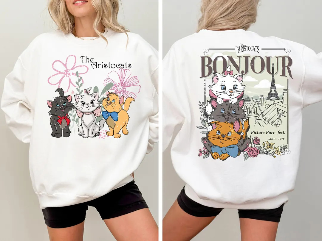 Disney The Aristocats Sweatshirt, Aristocats Bonjour Hoodie, Marie Cat in Paris Sweater, Disneyla... | Etsy (US)