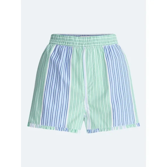 Free Assembly Women's and Women's Plus Ruffle Trim Cotton Poplin Shorts, 2.75" Inseam, Sizes XS-4... | Walmart (US)