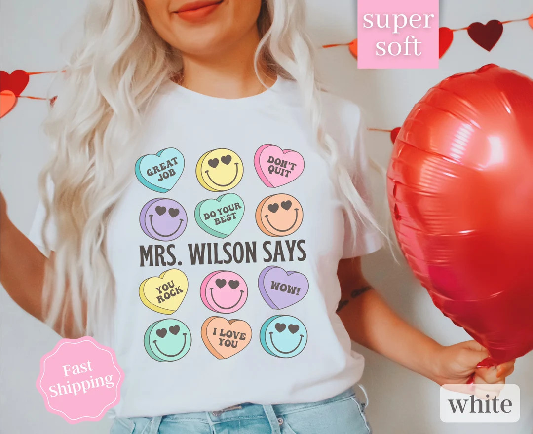Teacher Candy Hearts Shirt, Teacher Valentine Shirt, Valentines Day Shirt for Teachers, Teacher V... | Etsy (US)