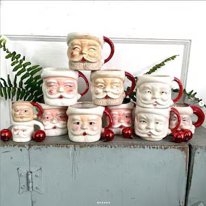 Vintage Santa Mug Face Japan Christmas Paint Loss CHOICE ONE | Etsy (US)