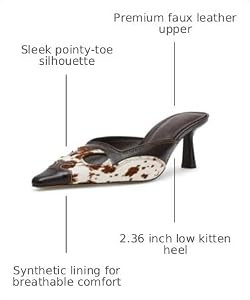 Kitten Heel Mules for Women Pointed Toe Pumps Close Toe Western Heels | Amazon (US)