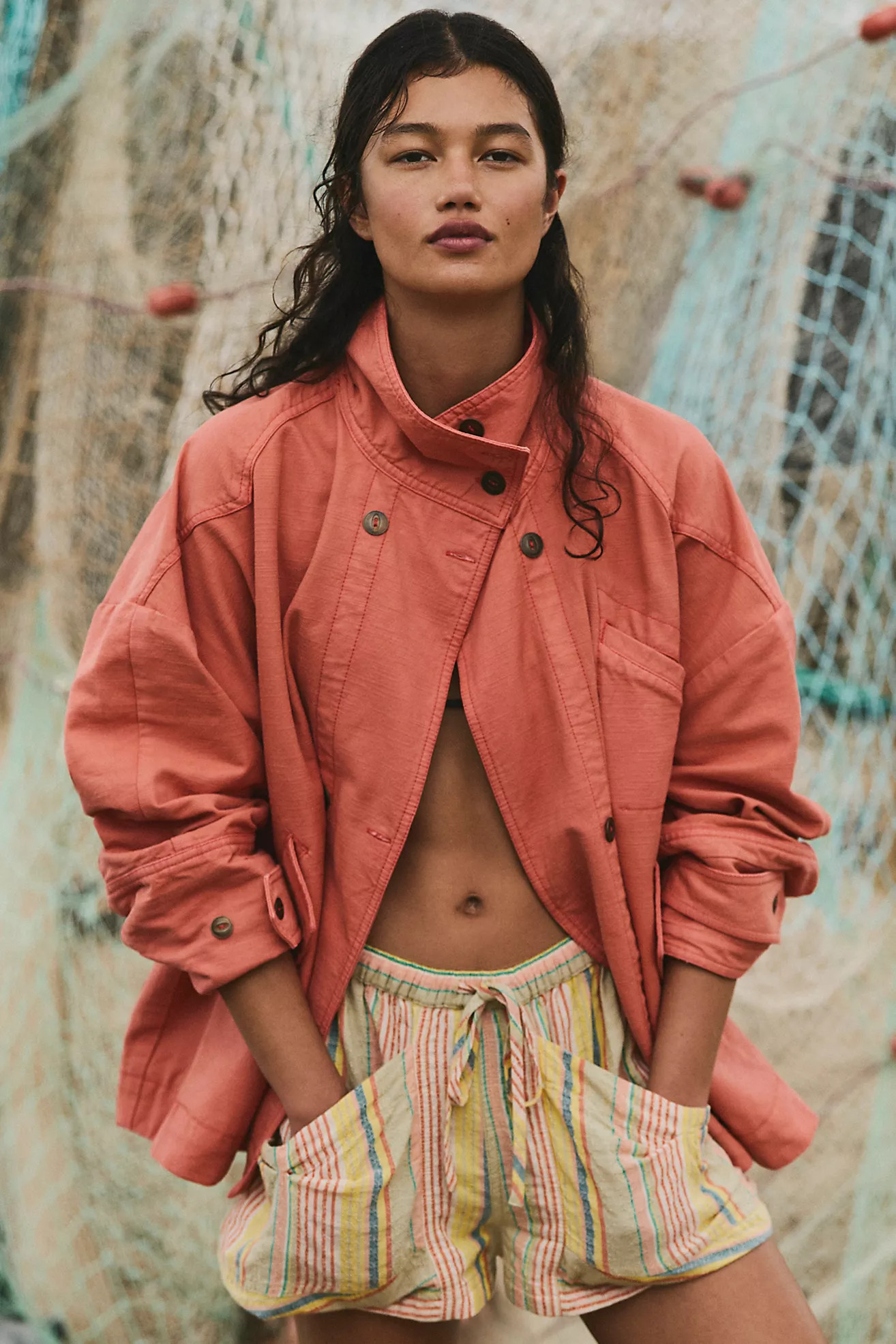 We The Free Collins Washed Canvas Funnel-Neck Jacket | Free People (Global - UK&FR Excluded)