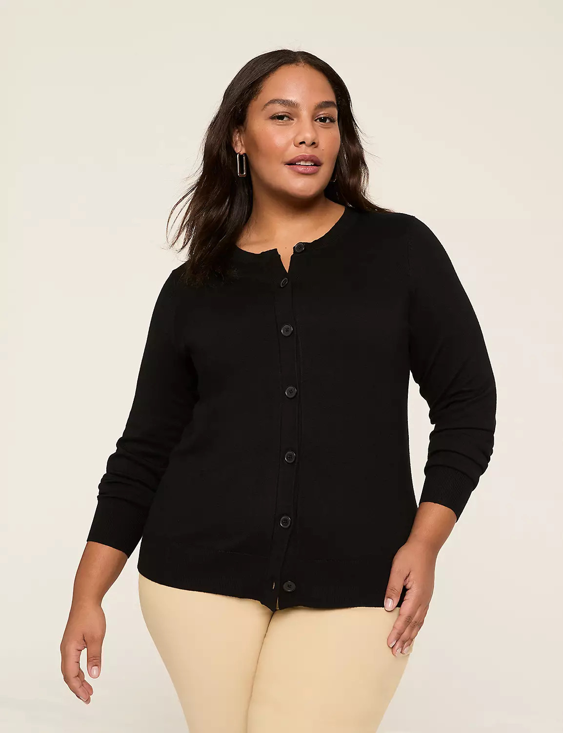 Crew-Neck Button-Front Cardigan | LaneBryant | Lane Bryant (US)
