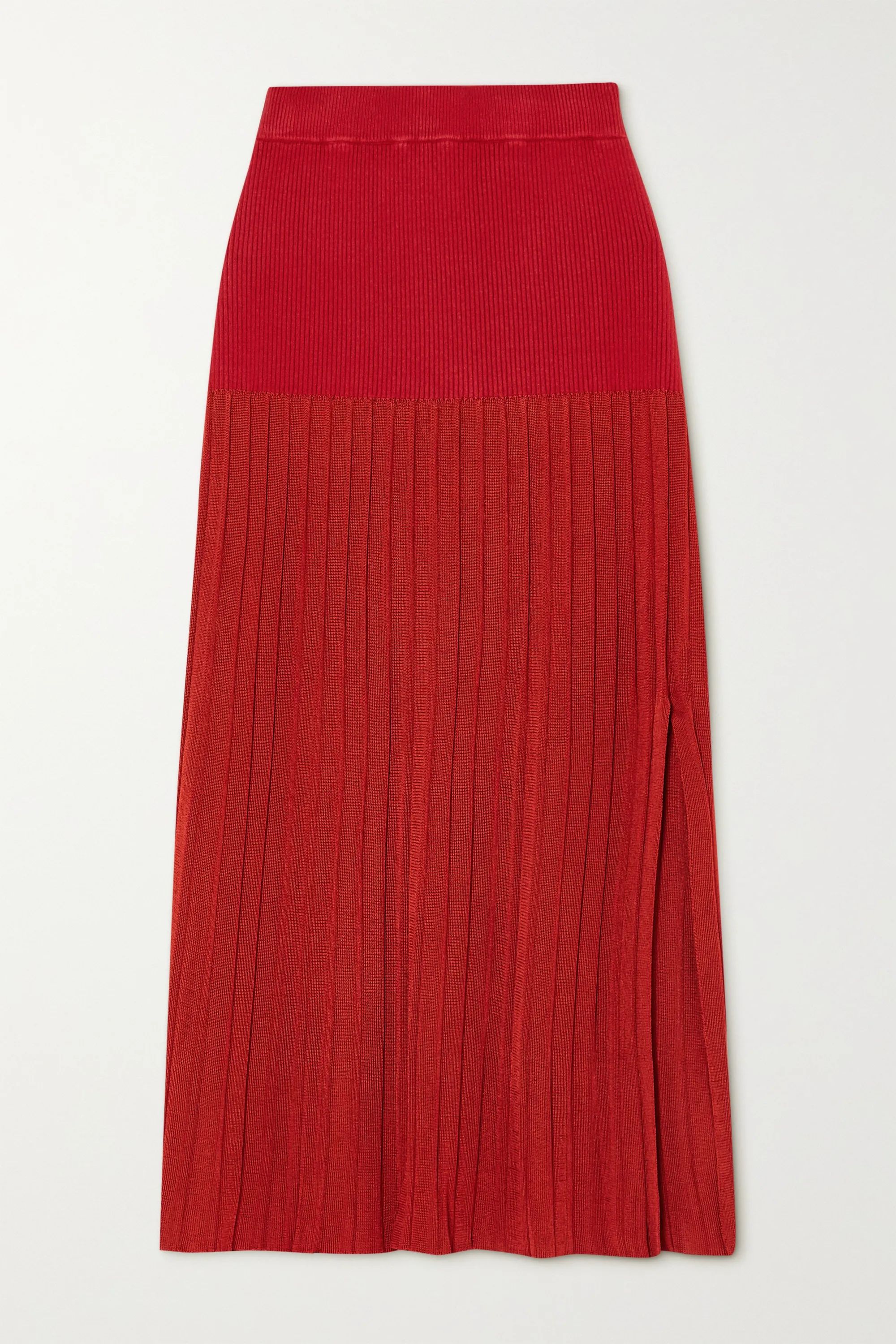 Red Dean pleated stretch-knit midi skirt | Altuzarra | NET-A-PORTER | NET-A-PORTER (US)