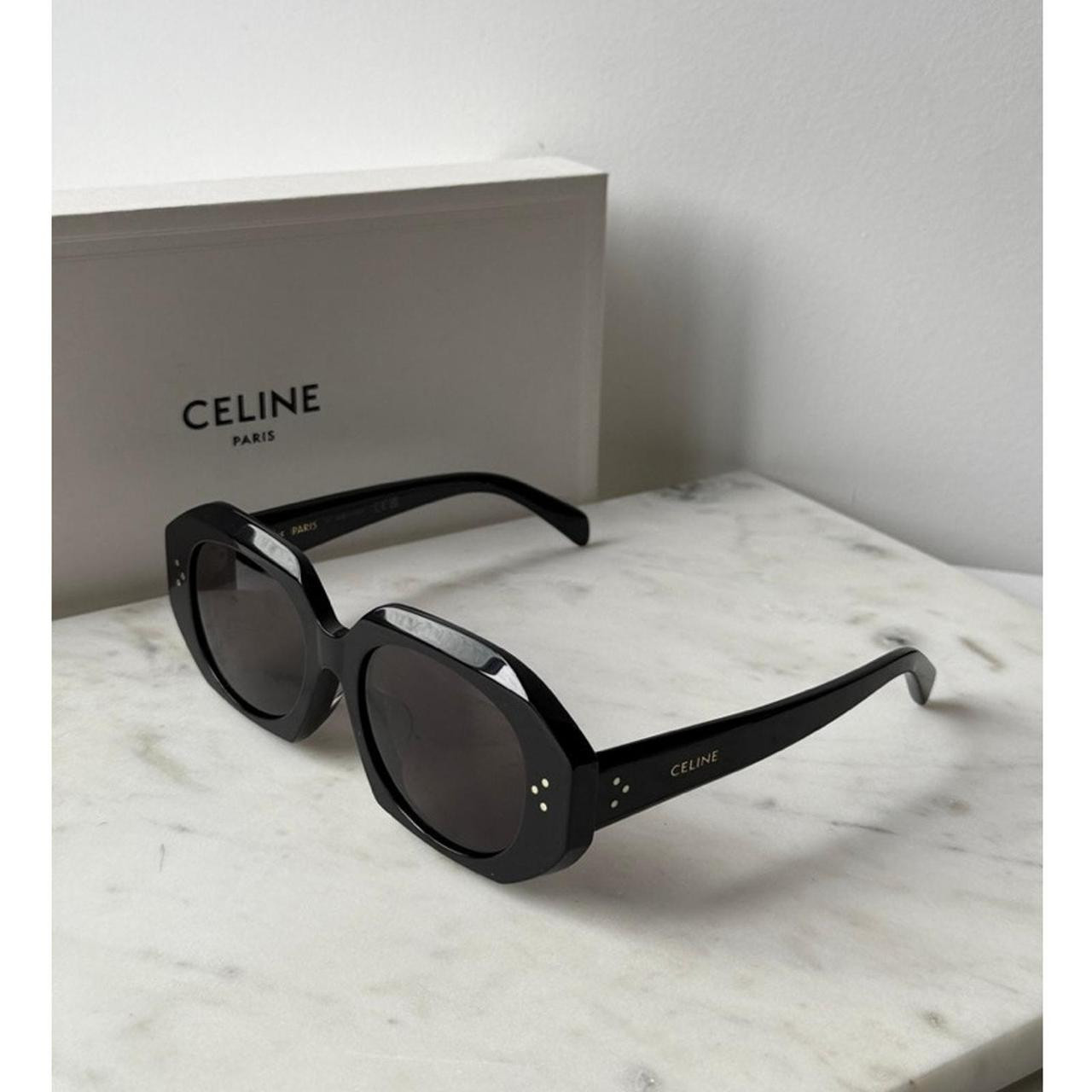 CELINE Women's Sunglasses - Black/Gold | Depop US