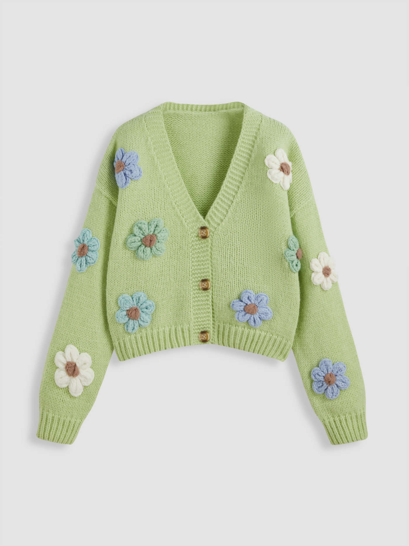 V-neck Button Flower Cardigan | Cider