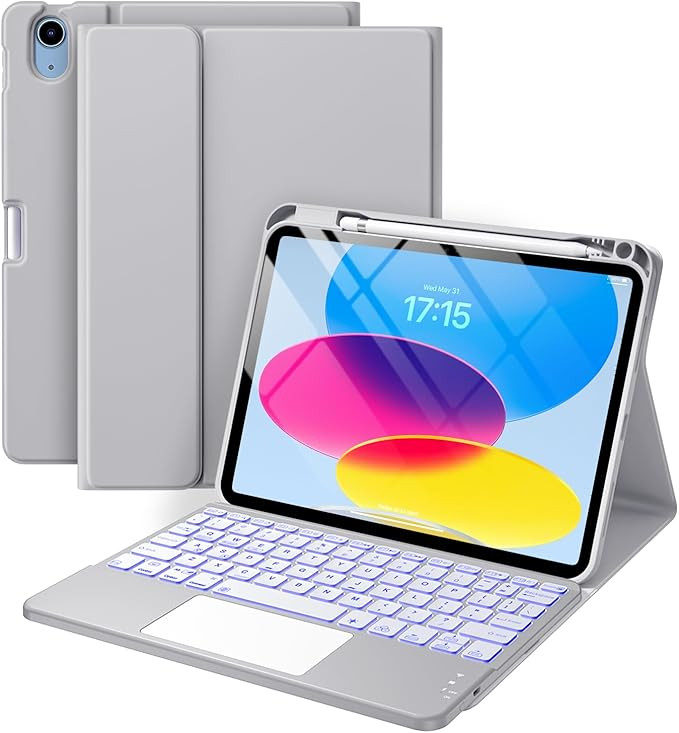 Compatible for iPad 11th 10th Generation Case with Keyboard, Folio Cover with Pencil Holder, Mult... | Amazon (US)