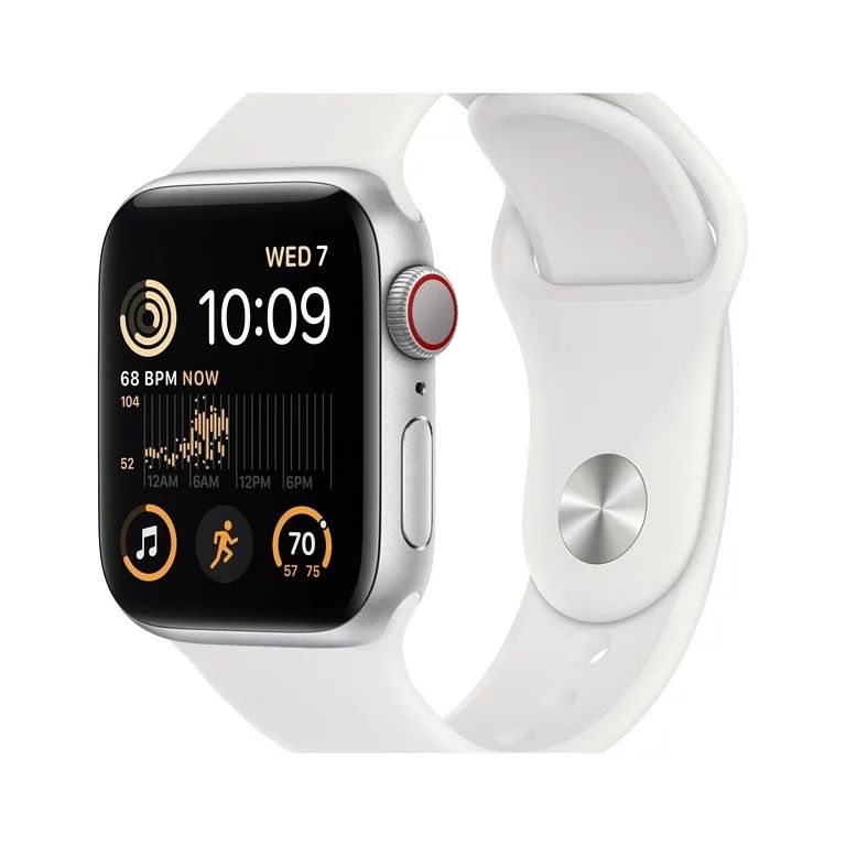 Apple Watch SE (2nd Gen) GPS + Cellular 40mm Silver Aluminum Case with White Sport Band - S/M | Walmart (US)