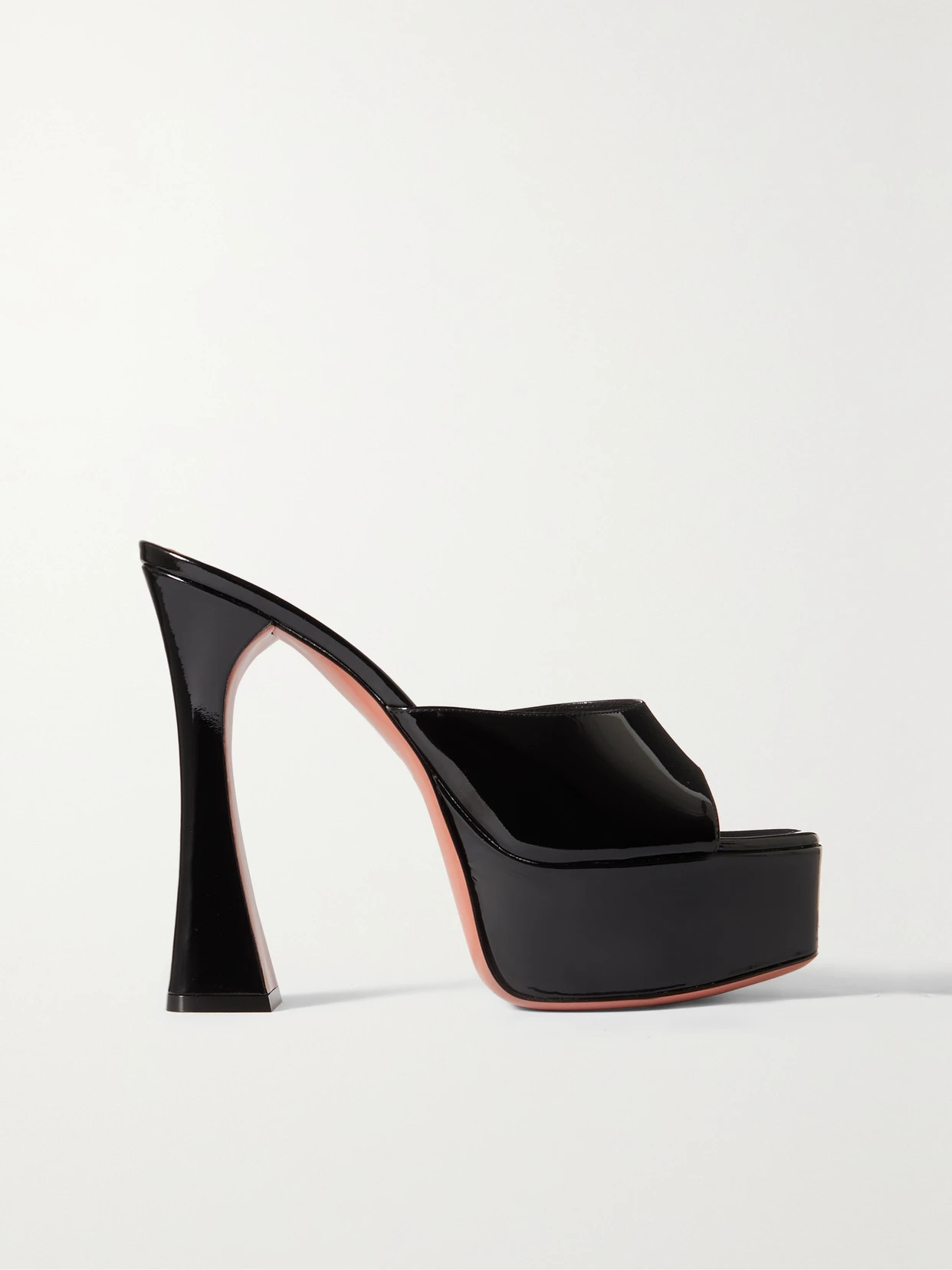 Amina Muaddi - Dalida Patent-leather Platform Sandals - Black | NET-A-PORTER (US)