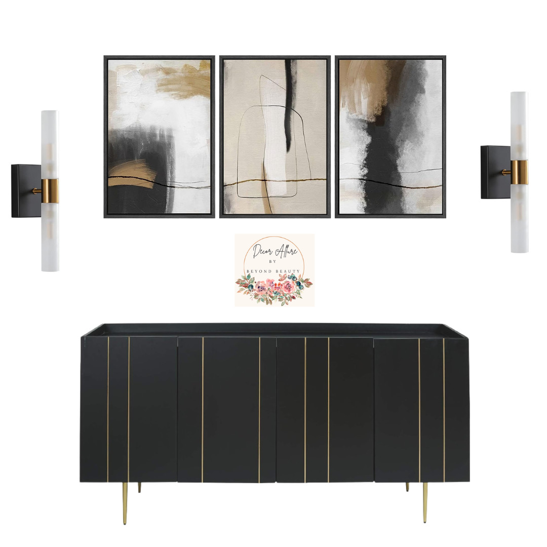 KUZZULL Wall Sconces Set of Two Black and Brass Gold Wall Lamp Sconces Wall Lighting with White G... | Amazon (US)