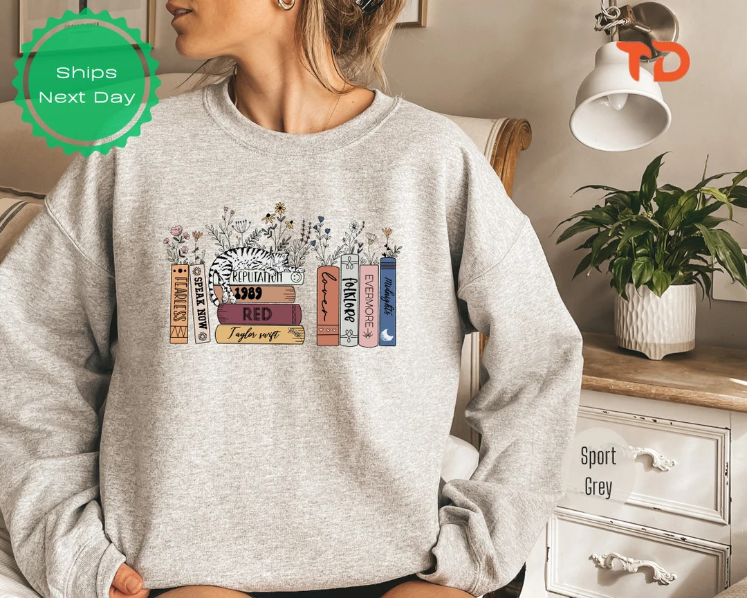 Music Albums as Books Sweatshirt, Music Shirt Gift for 2023 Concert, Music Lover Fan Merch Shirt,... | Etsy (US)