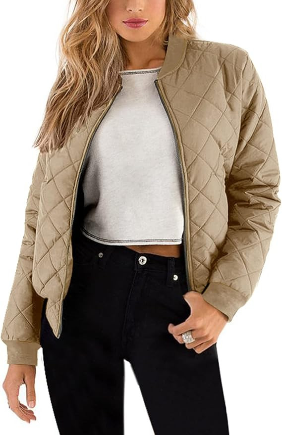 Zeagoo Women's Bomber Jacket Casual Coat Zip Up Outerwear Windbreaker with Pockets S-XXL | Amazon (US)
