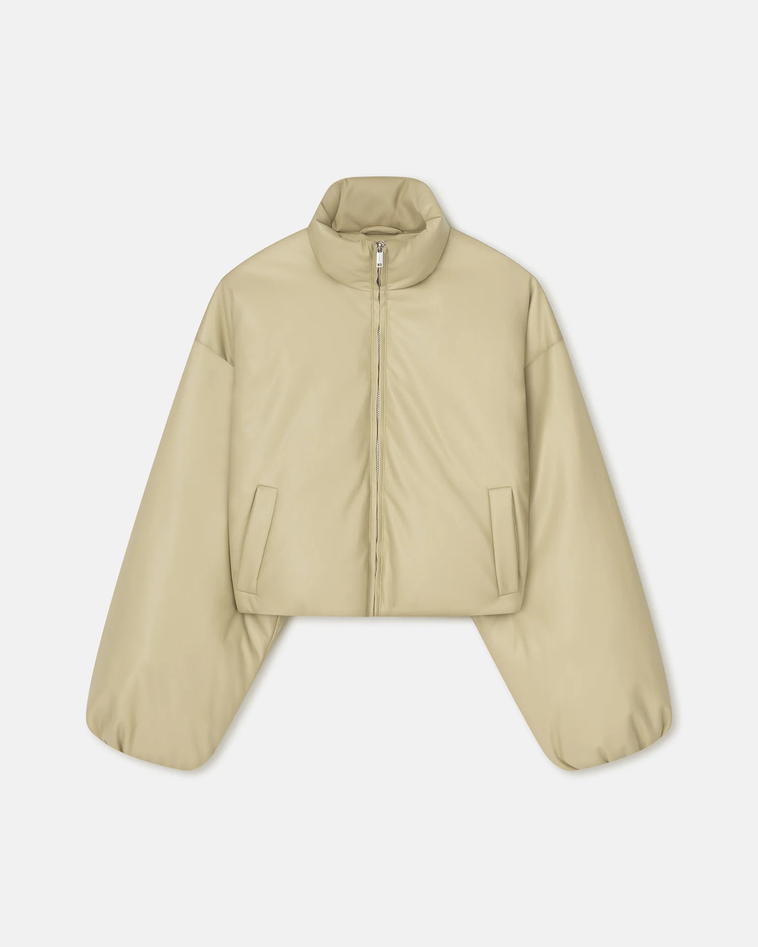 Lilima - Cropped Okobor™ Alt-Leather Puffer Jacket - Pale Olive | Nanushka
