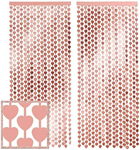 xo, Fetti Valentine's Day Heart Foil Curtain, Bachelorette Party Decorations - Set of 2 | Rose Go... | Amazon (US)