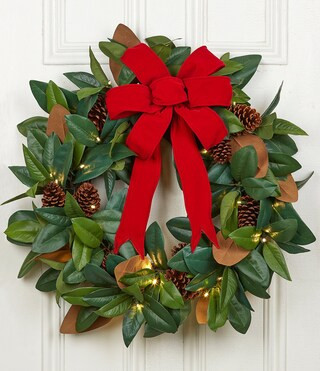 Southern Living Home Decor Collection LED Lighted Magnolia Wreath | Dillard's | Dillard's