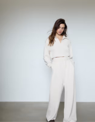 Stradivarius Soft-touch smart trousers in stone | ASOS (Global)