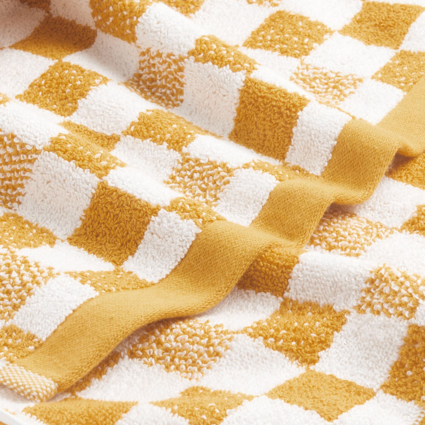 Asteria Yellow And White Check Terry Bath Towel | World Market