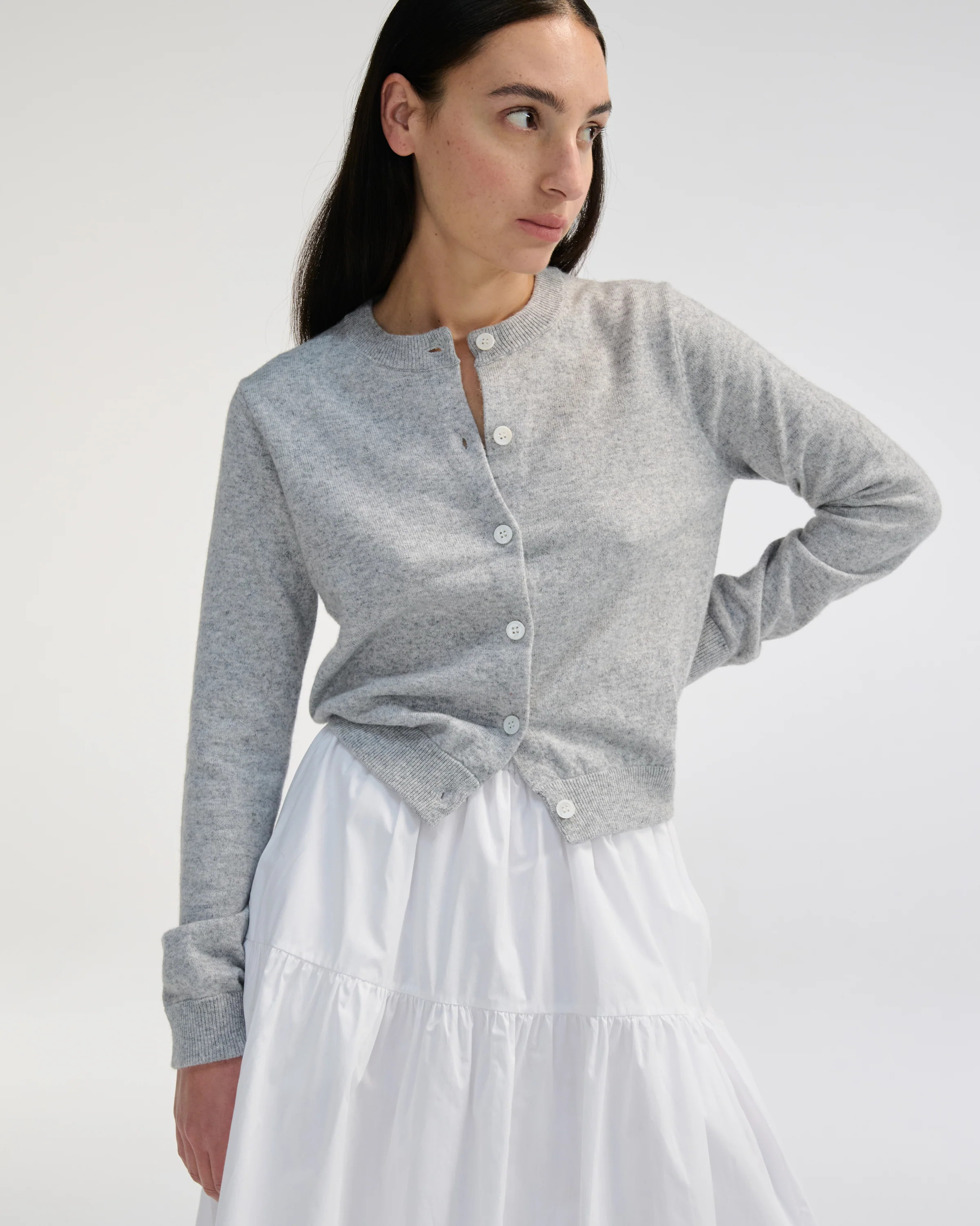 Classic Crew Wool Cardigan | Almina Concept