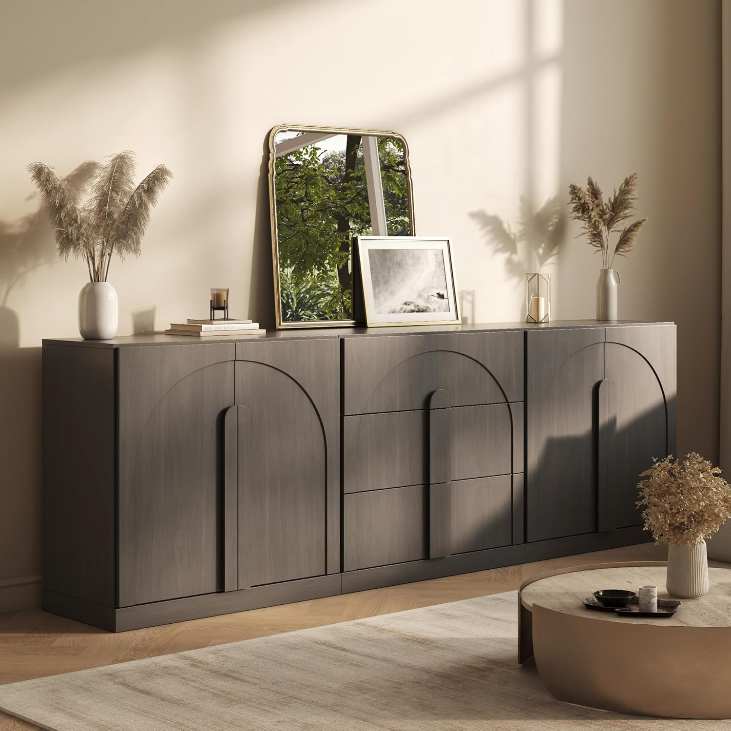 BELLEZE Bijou 3-Piece Modular Sideboard Buffet Cabinet - Ebony | Amazon (US)