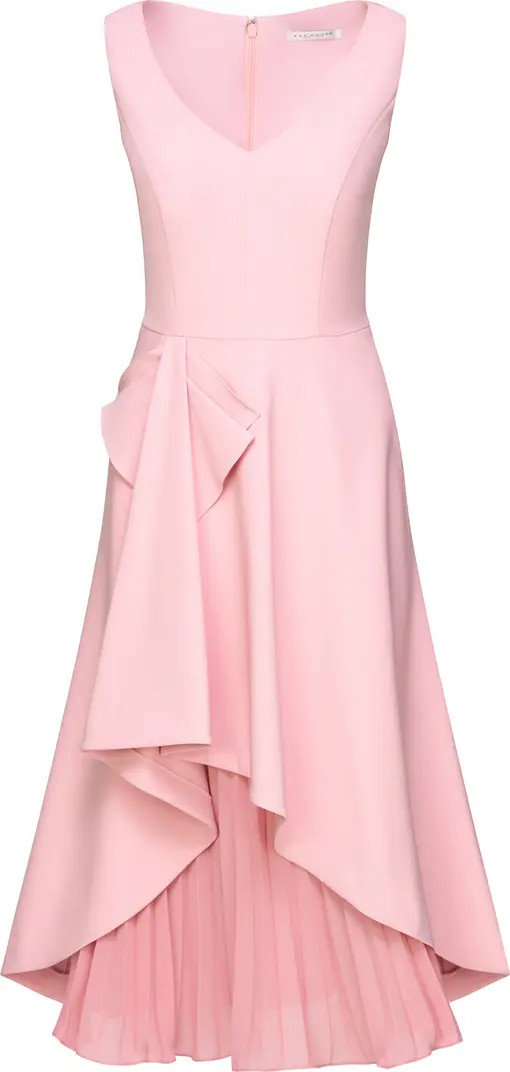 Kay Unger Begonia Crepe & Chiffon Midi A-Line Dress | Nordstrom | Nordstrom