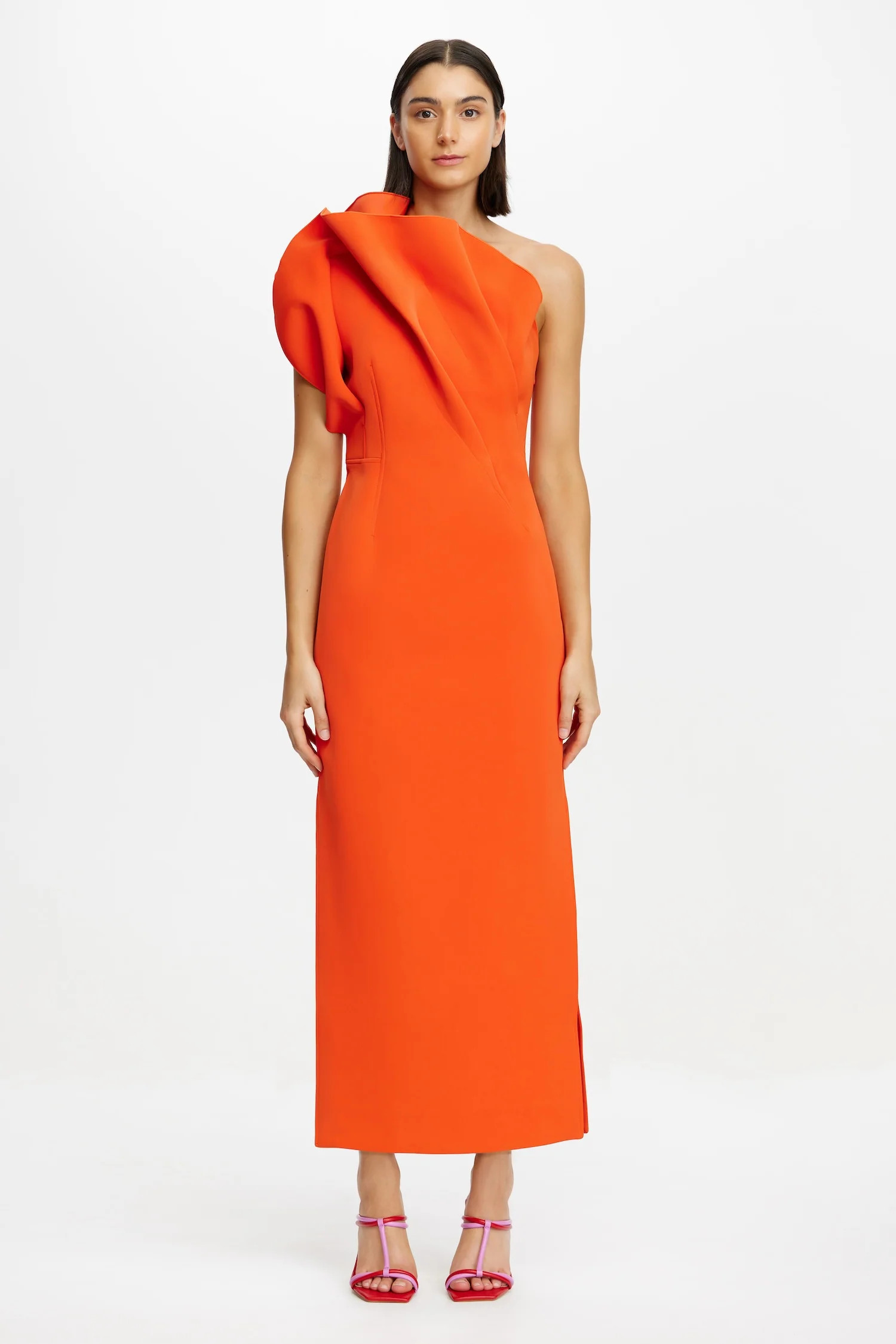 Hawkley One Shoulder Midi Dress in Rosso Red | Acler