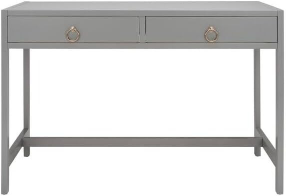 SAFAVIEH Furniture - Esther 2-Drawer Writing Desk - Grey - Solid Wood - Glam Gold Hardware Design... | Amazon (US)