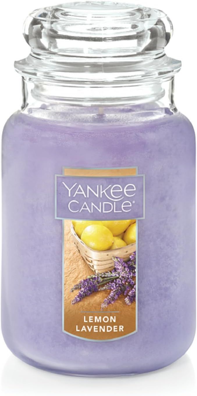 Yankee Candle Lemon Lavender Scented, Classic 22oz Large Jar Single Wick Candle, Over 110 Hours o... | Amazon (US)