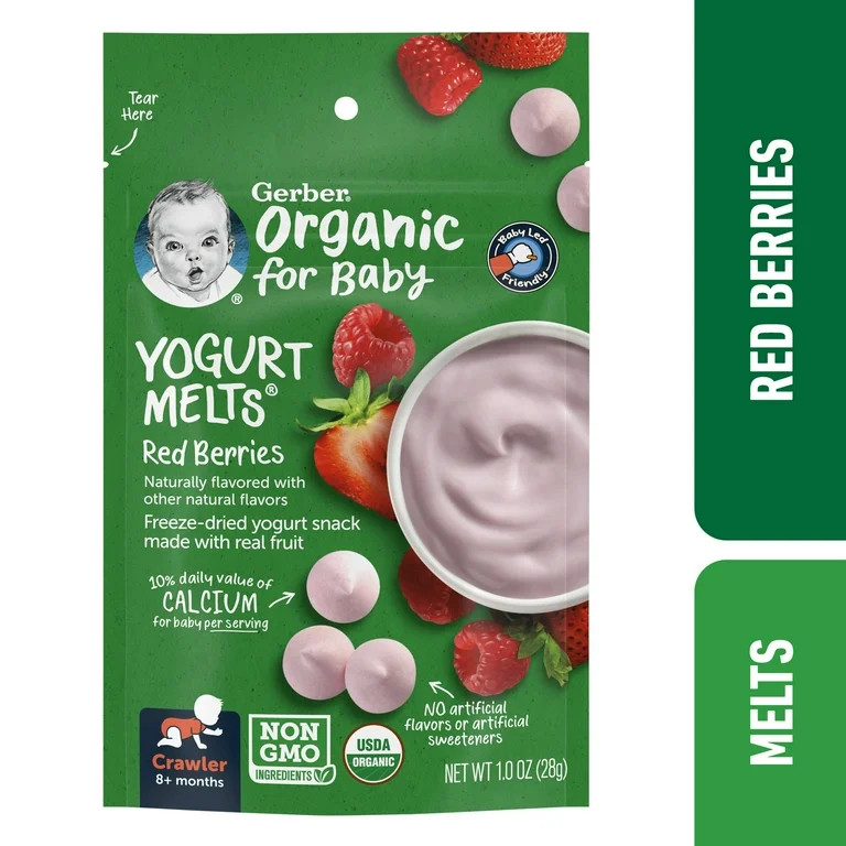 Gerber Organic Stage 3 Baby Food, Red Berries Yogurt Melts, 1 oz Bag | Walmart (US)