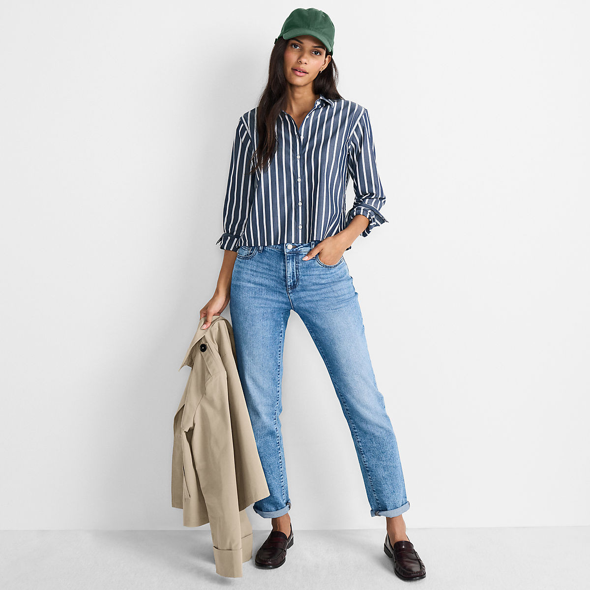 Women's Denim Mid Rise Boyfriend Jeans | Lands' End (US)