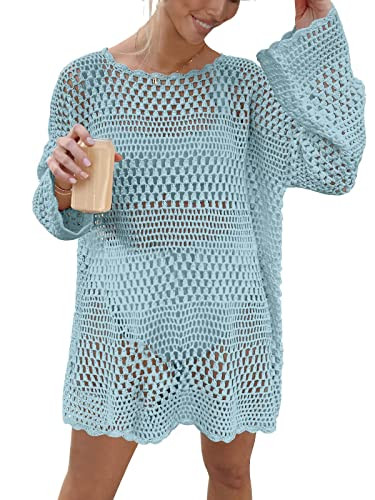 Prinbara Crochet Cover Up for Women Swimsuit Summer Bathing Suit 2024 Swim Hollow Out Bikini Swim... | Amazon (US)