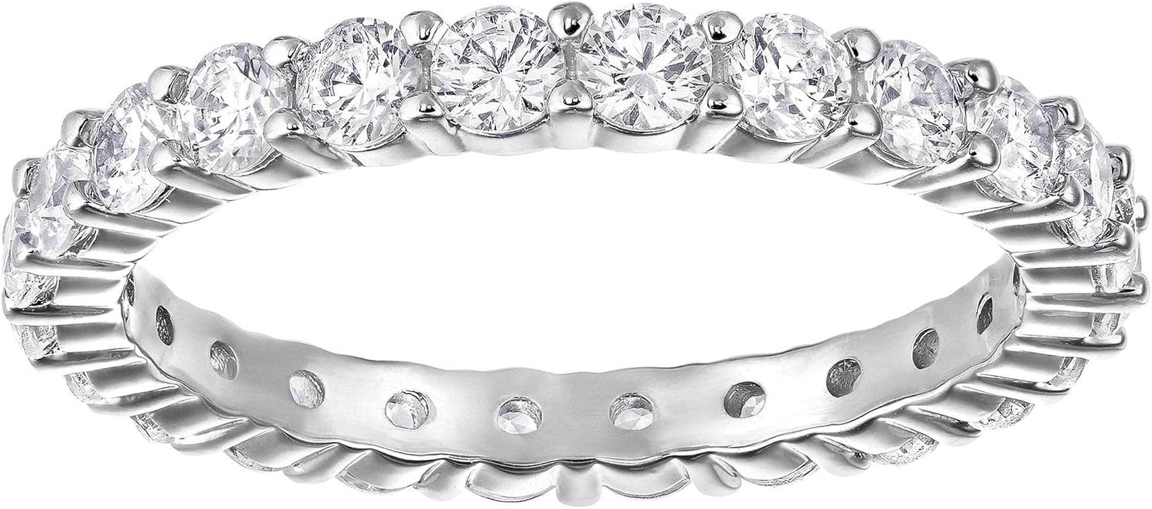 SWAROVSKI Crystal Extra-Large Vittore Round Ring, Rhodium-Plated - Size 7 | Amazon (US)