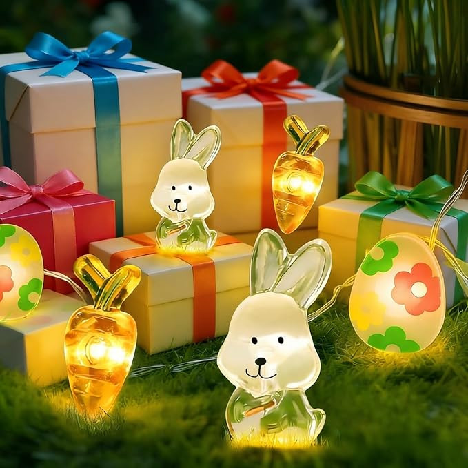 Luzes de Páscoa, decorações de primavera de ovo de coelho e cenoura - Luzes de corda de coelho... | Amazon (BR)