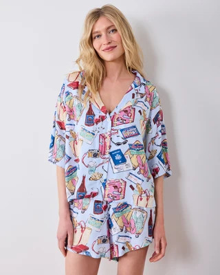 PF + Emily Henry Eco Silky Eco Satin Sweet Dreams in | Women's S | Blue | | Sleepwear | Printfresh