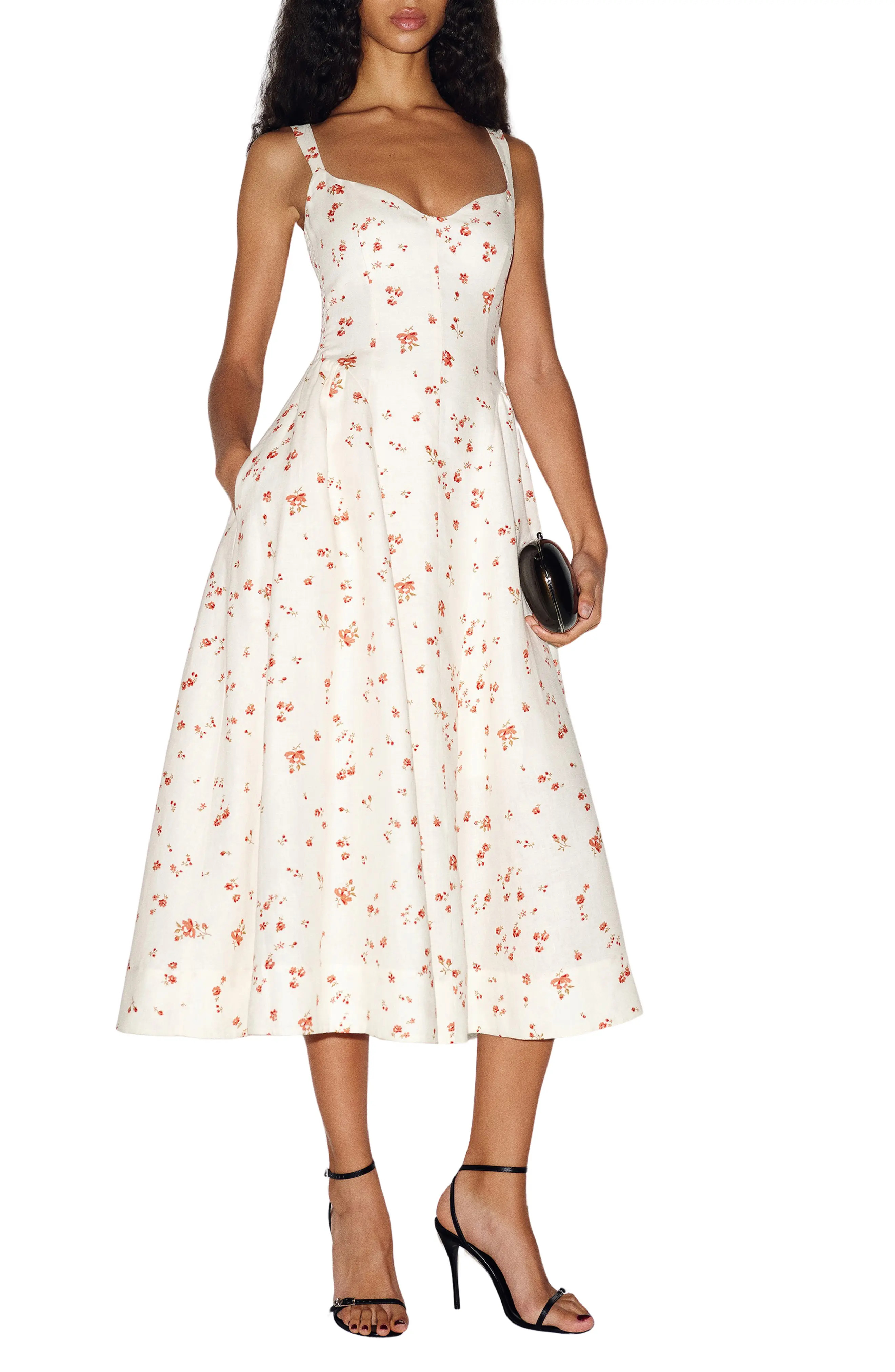 Reformation Birdie Floral Linen Midi Dress (Women) | Nordstrom | Nordstrom