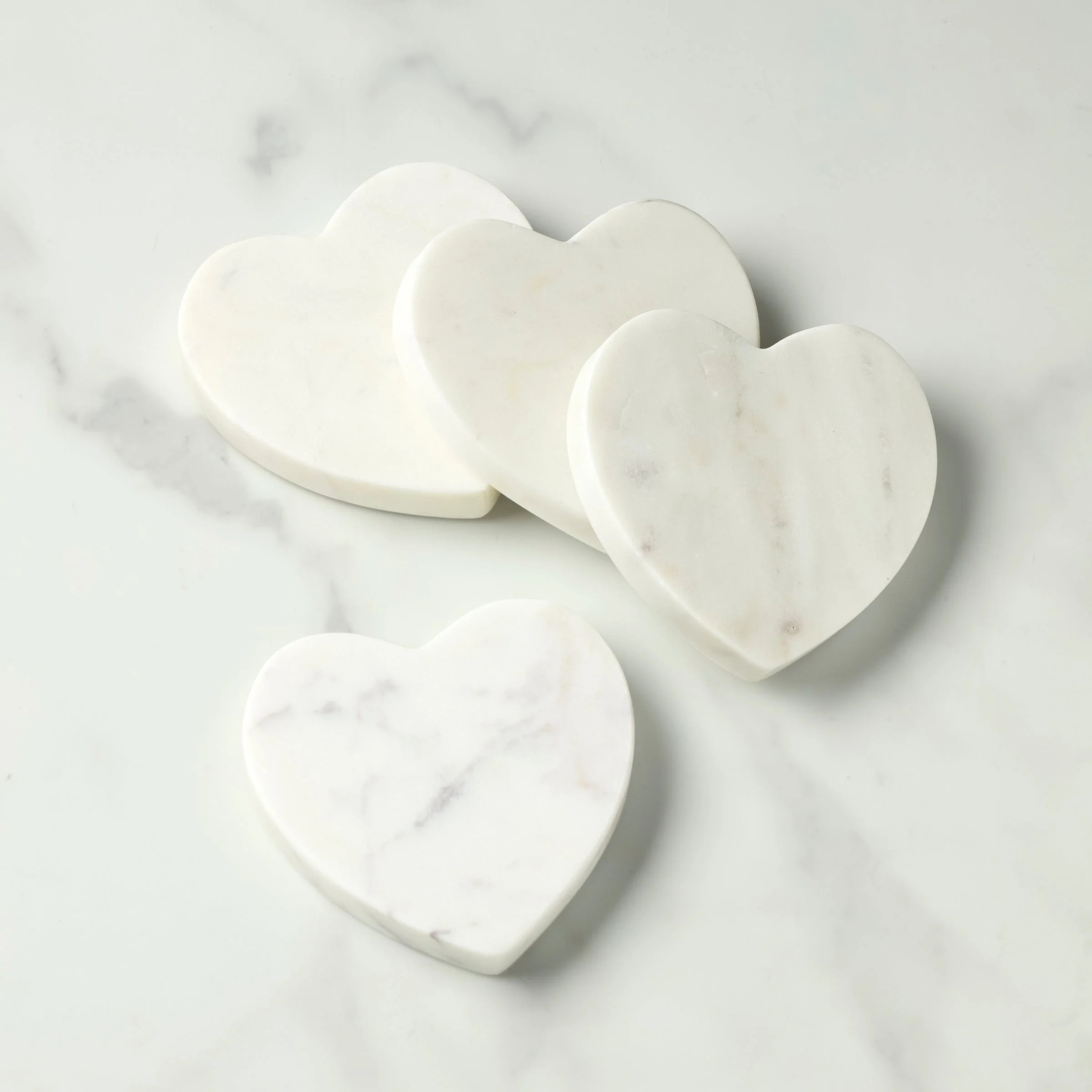 White Marble Heart Coasters - Set Of 4 | Lenox
