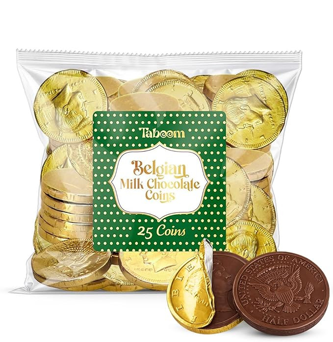 Belgian Milk Chocolate Gold Coins Candy - Smooth, Creamy European Chocolate Wrapped in Gold Foil ... | Amazon (US)