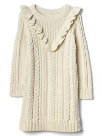 Cable-knit ruffle sweater dress | Gap US