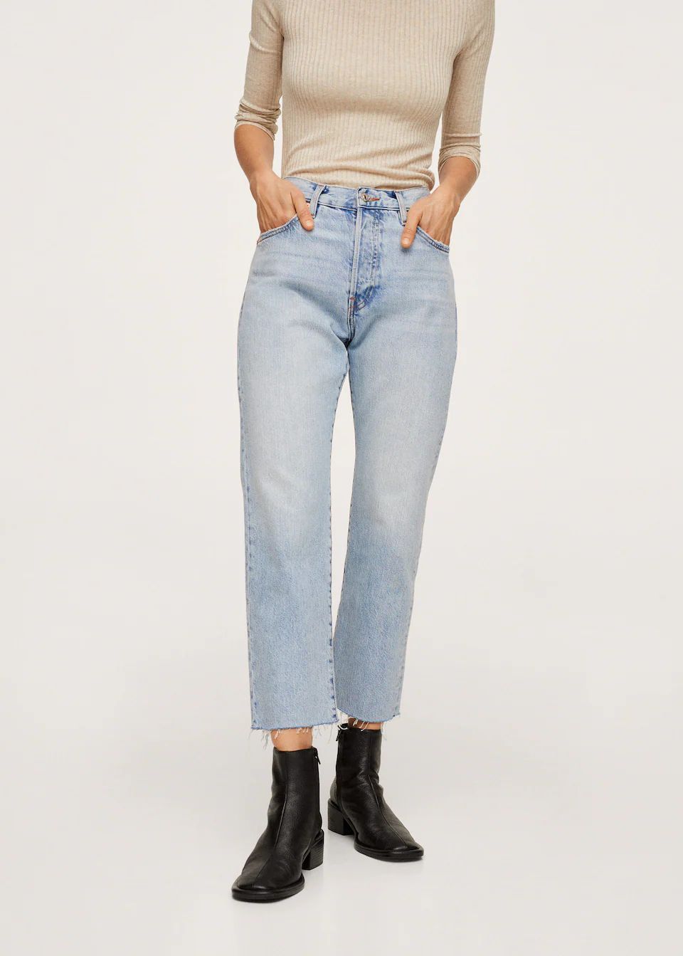 Ankle-length straight-fit jeans -  Women | Mango United Kingdom | MANGO (UK)