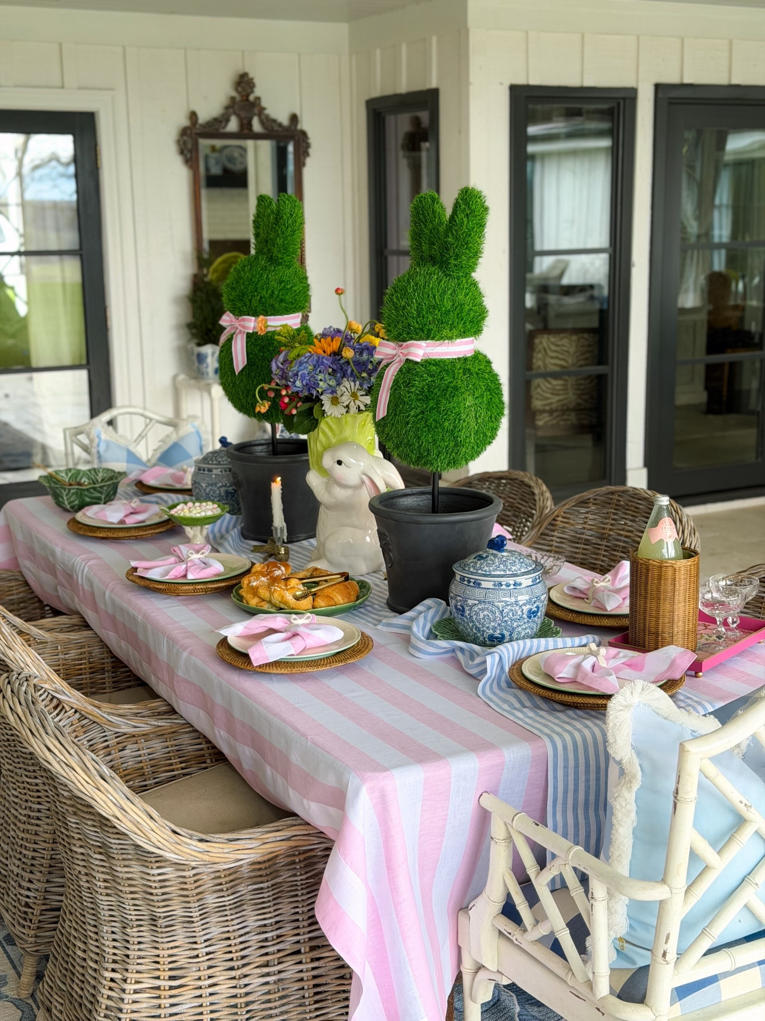 Easter table setting on the back porch 