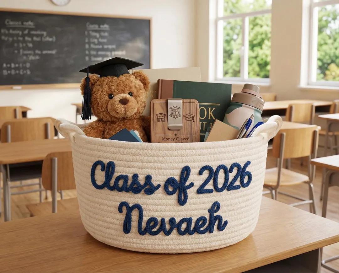 Personalized Graduation Basket 2026, Custom Name Cotton Rope Storage Bin, Class of 2026 Grad Gift... | Etsy (Global)