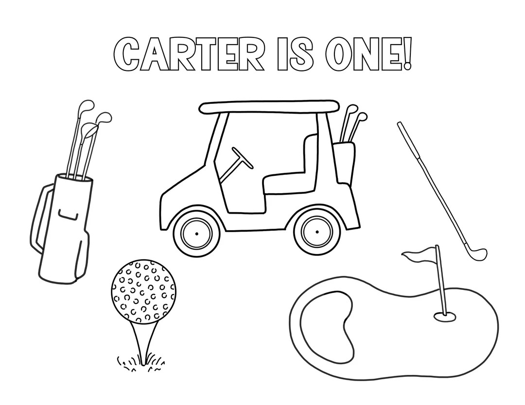 Printable Golf Par-tee Birthday Coloring Page 8.5x11 - Etsy | Etsy (US)