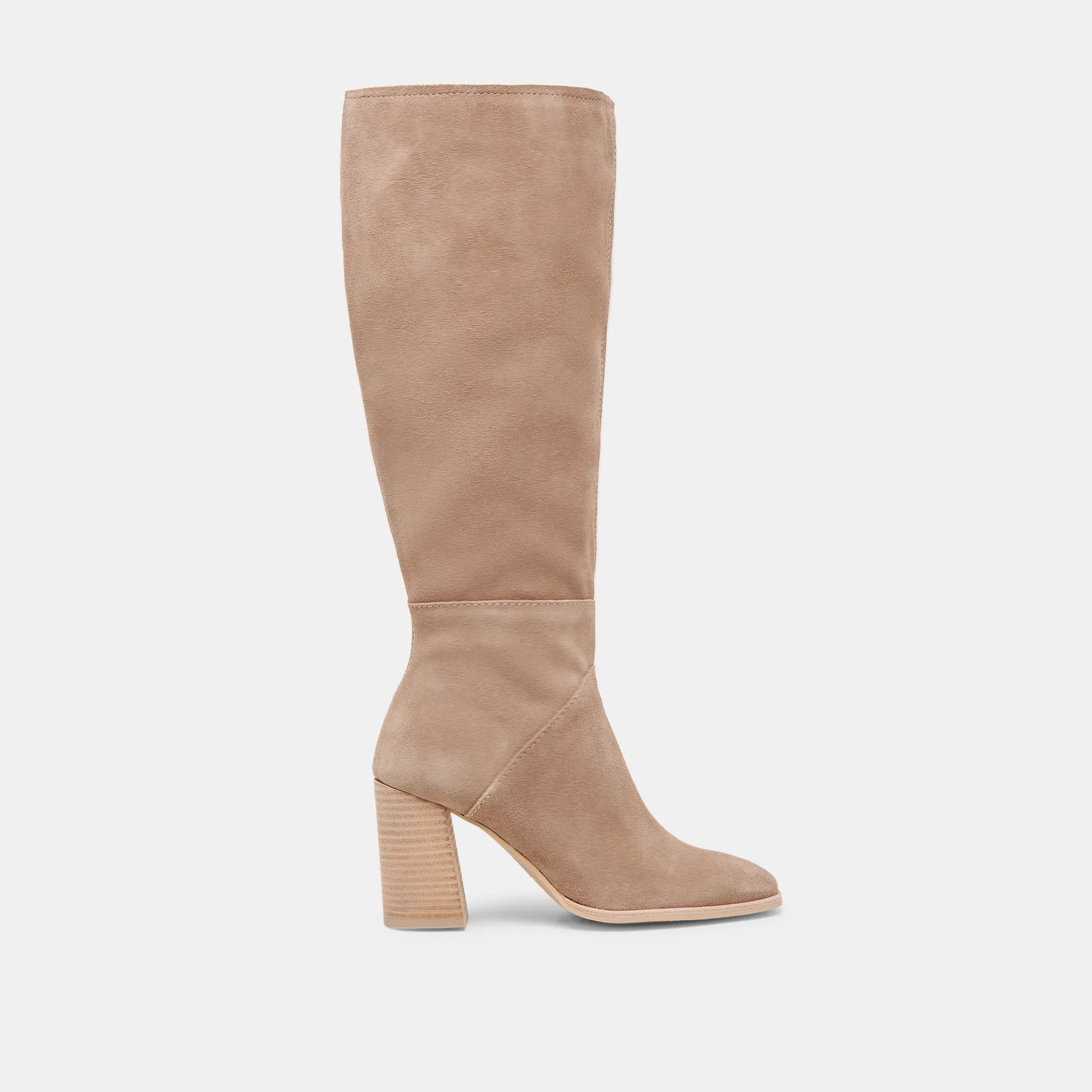 Fynn Wide Calf Boots Truffle Suede | DolceVita.com