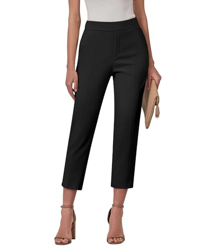 GRAPENT Women's High Waisted Black Capri Pants - Size XL (16/18) | Amazon (US)