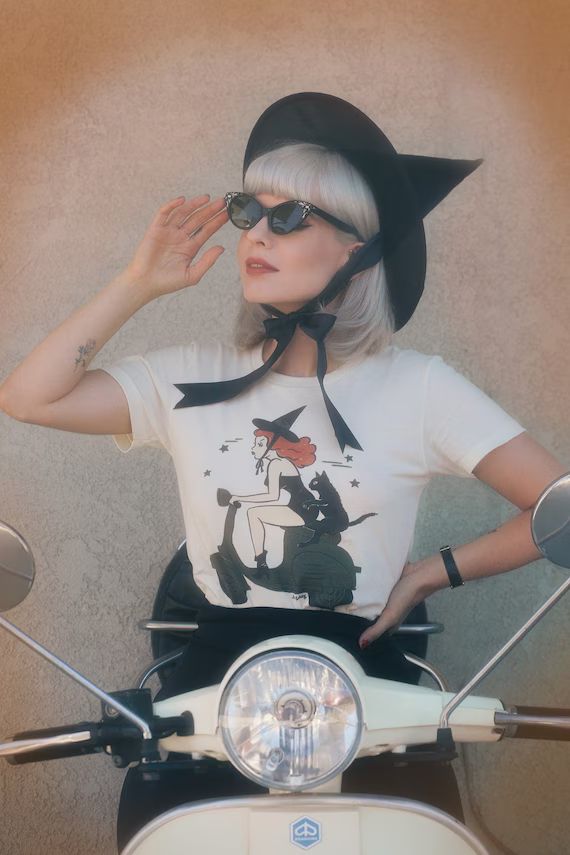 Witchy A-go-go Fitted T-shirt in Ivory Size SMLXL2XL3XL - Etsy | Etsy (US)