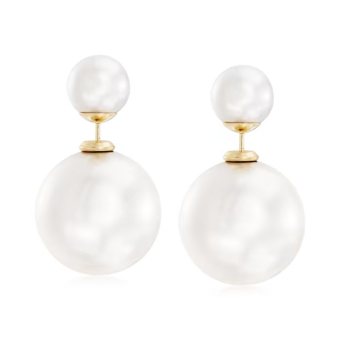 8-16mm Shell Pearl Front-Back Earrings in 14kt Yellow Gold | Ross-Simons